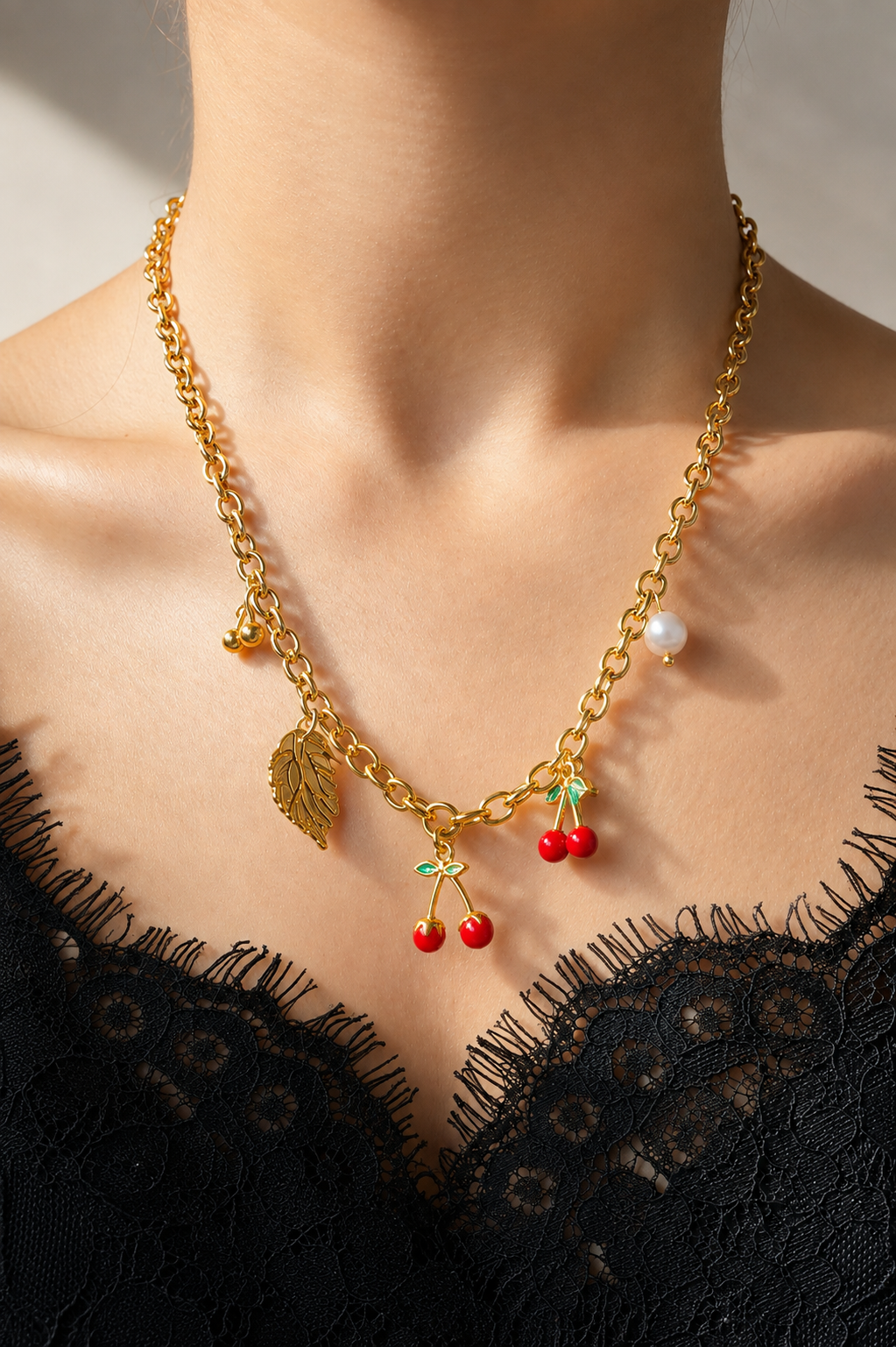 Cherry Charm Statement Necklace