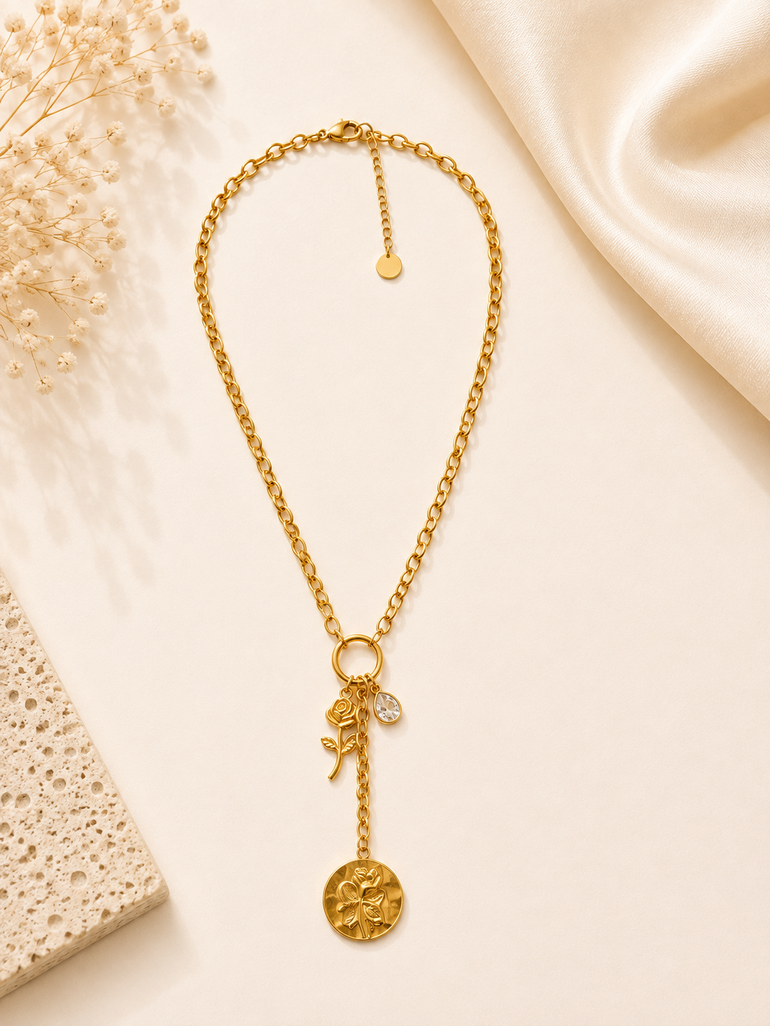 Golden Bloom Charm Necklace