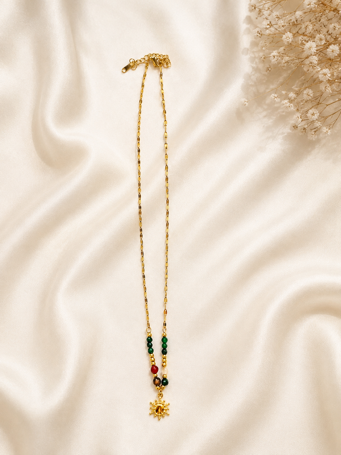 Emerald Sun Pendant Necklace